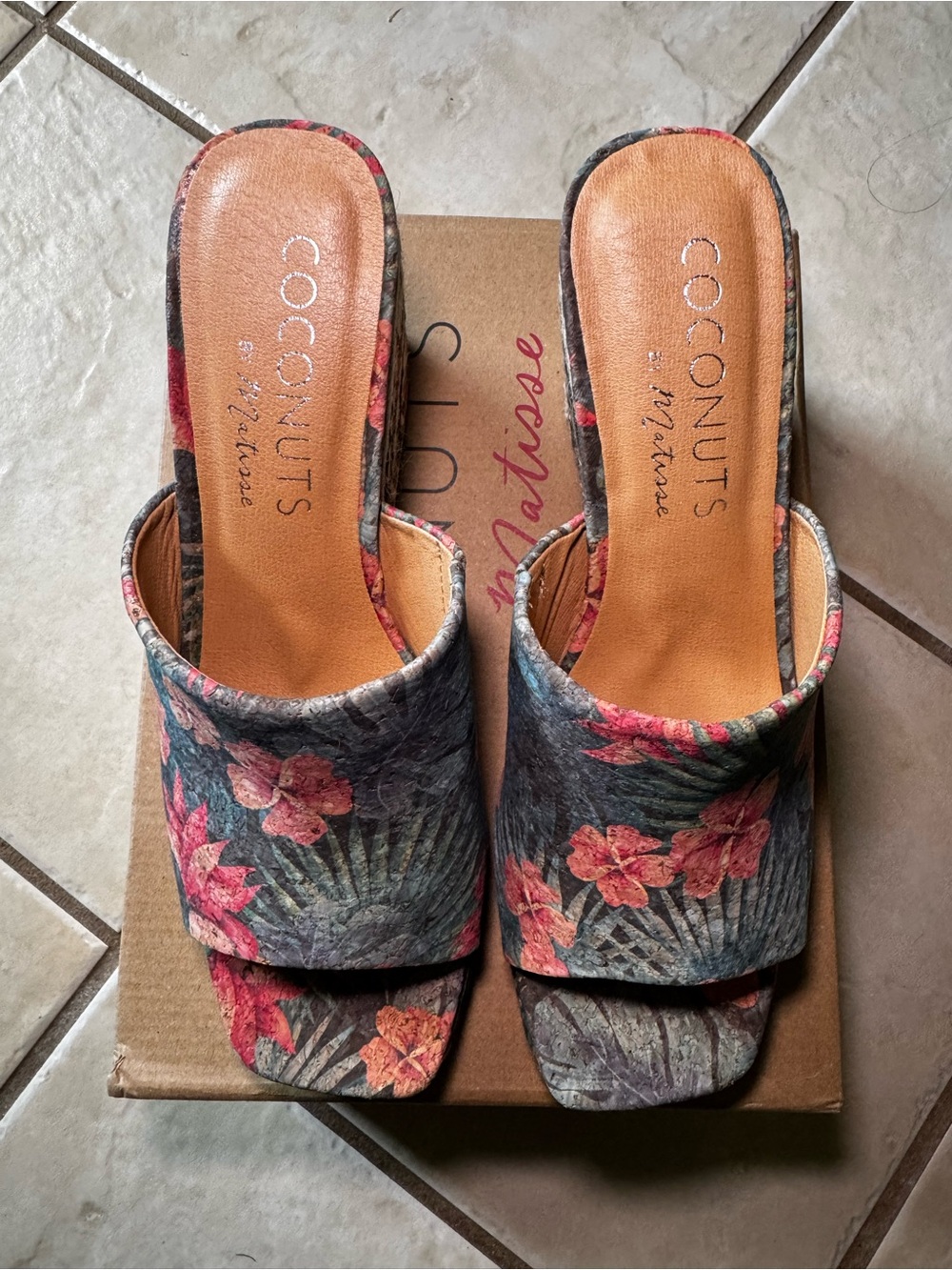 Coconuts by Matisse Floral Slide Sandals - Multicolor Tropical Sz-9M NIB